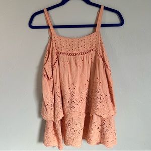 Umgee Peach Eyelet Tunic Top